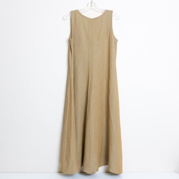 EILEEN FISHER Linen Blend Dress Midi Tank Sundress Pullover Khaki Lagenlook - Picture 3 of 11